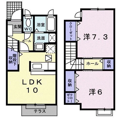 リヴ せせらぎ B(2LDK/1階)の間取り写真