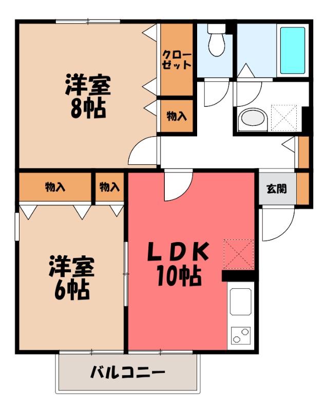 メルディアンA(2LDK/2階)の間取り写真