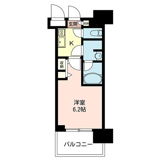 グランド・ガーラ川崎西口(1K/13階)の間取り写真