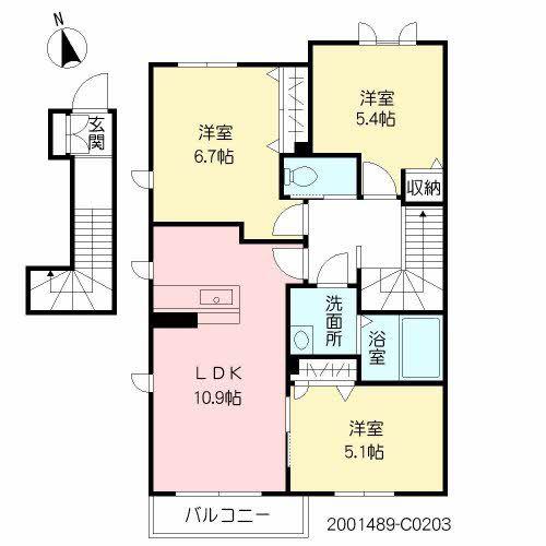F・フラッツ鳥栖 F棟(3LDK/2階)の間取り写真