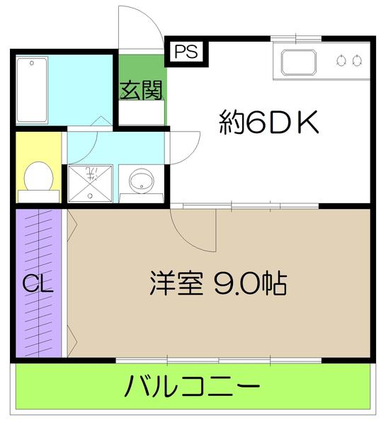 フラットミソノ(1DK/3階)の間取り写真
