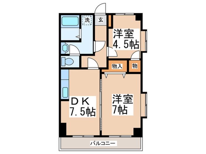 シャンヴェールII(2DK/3階)の間取り写真