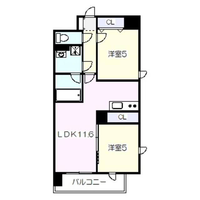 プレステージ9番館(2LDK/3階)の間取り写真