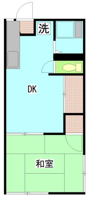 コーポ新花(1DK/1階)の間取り写真