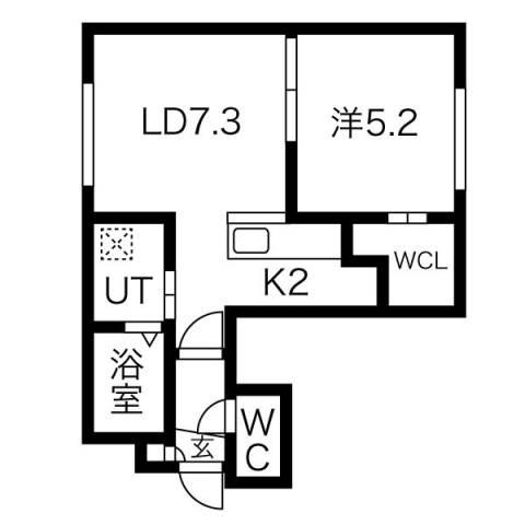 ジェンティーレ平岸1-5(1LDK/4階)の間取り写真