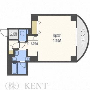 シャンドール宮の森(1K/4階)の間取り写真