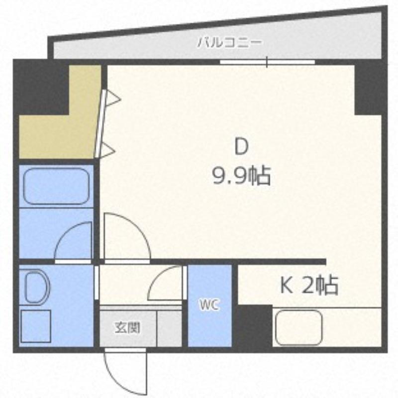 イオ南3条(1K/4階)の間取り写真