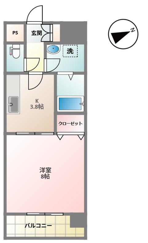 サトサバーブ(1K/3階)の間取り写真