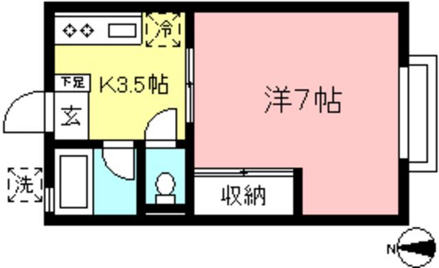 シティハイムカノン(1K/1階)の間取り写真
