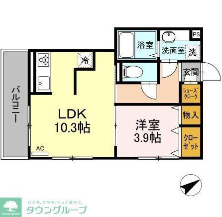 シルフィード(1LDK/1階)の間取り写真