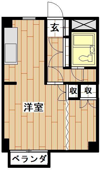 くるみマンション(1DK/2階)の間取り写真