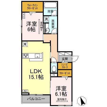 シングレイス(2LDK/3階)の間取り写真