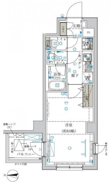 クレイシア両国ルクール(1K/3階)の間取り写真