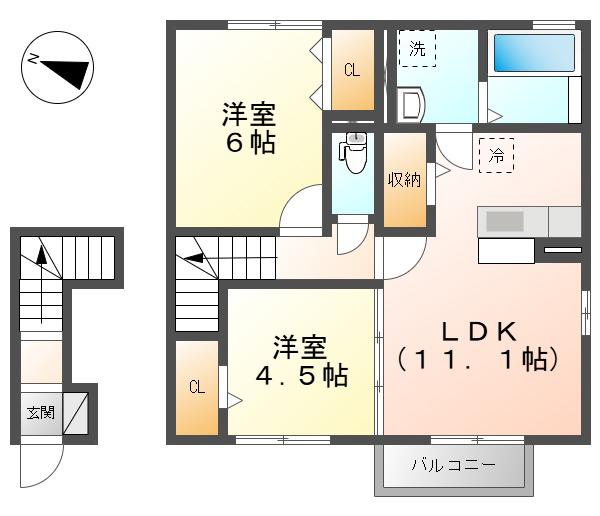 エル・サーティー(2LDK/2階)の間取り写真
