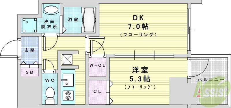 コンフォリア・リヴ新大阪ウエスト(2K/14階)の間取り写真