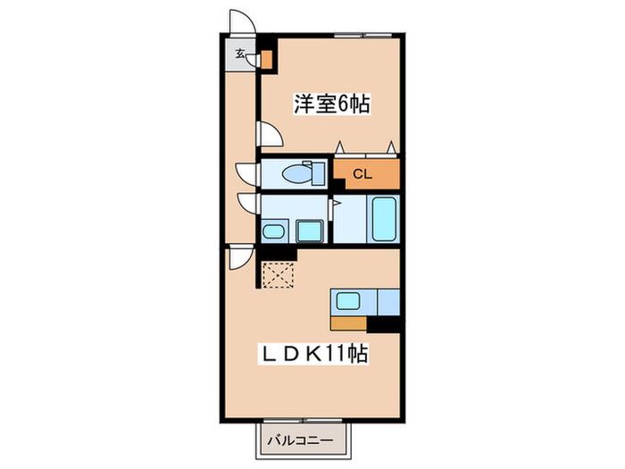 メイプルハイツ(1LDK/2階)の間取り写真