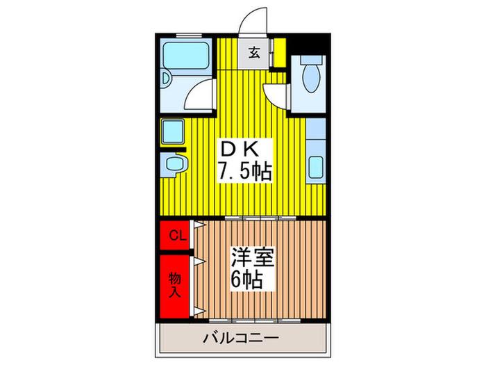 清風マンション(1DK/3階)の間取り写真