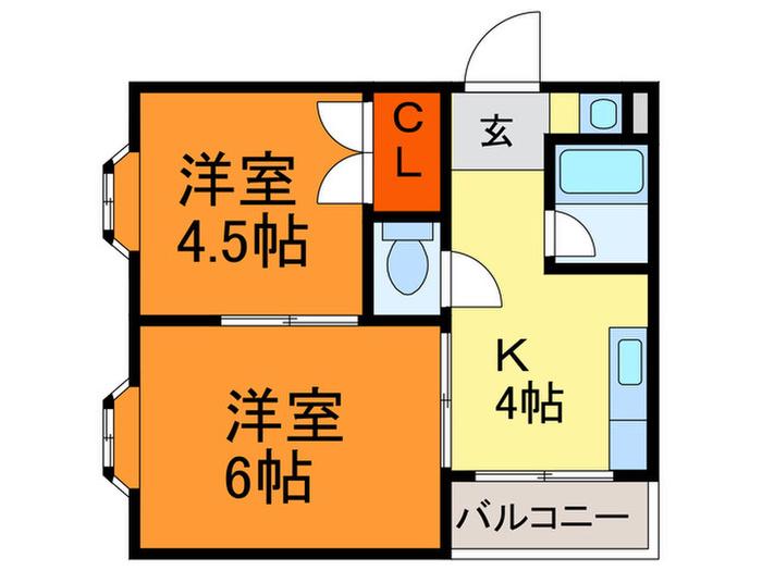 八戸ノ里プラザ(2K/4階)の間取り写真
