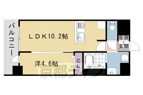 CREST TAPP 京都太秦天神川 DEX II(1LDK/4階)の間取り写真