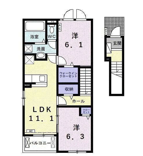 ルウ・フォレスト(2LDK/2階)の間取り写真
