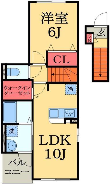 ヴィラヴェント・S.H(1LDK/2階)の間取り写真