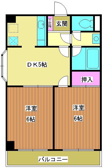 プリマヴェーラ(2DK/2階)の間取り写真