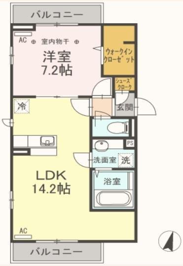 D-ROOM煌(1LDK/1階)の間取り写真