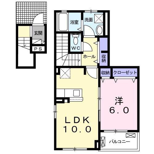 コテ・ド・パルクI(1LDK/2階)の間取り写真
