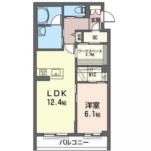 プロシード(1LDK/1階)の間取り写真