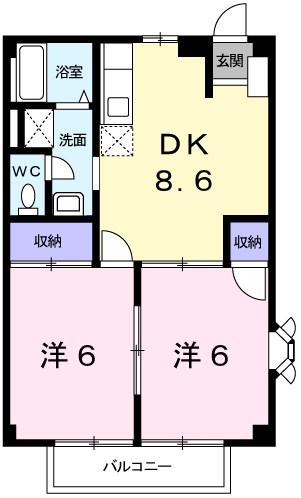 エスポワール御立B(2DK/1階)の間取り写真