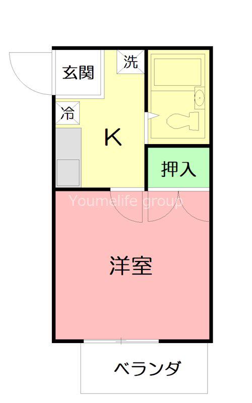 平塚ハイツA(1K/2階)の間取り写真