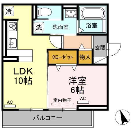 フレスコ(1LDK/3階)の間取り写真