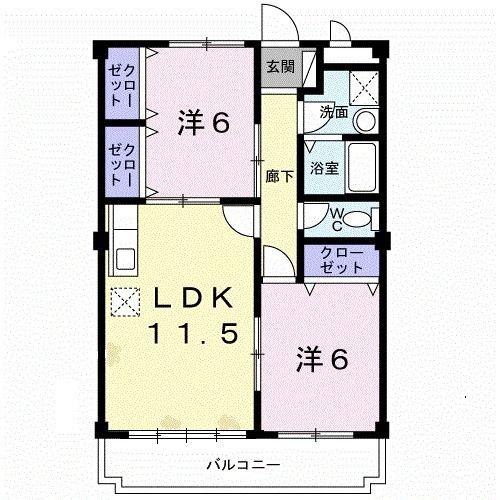 ビュー・セジュール(2LDK/3階)の間取り写真