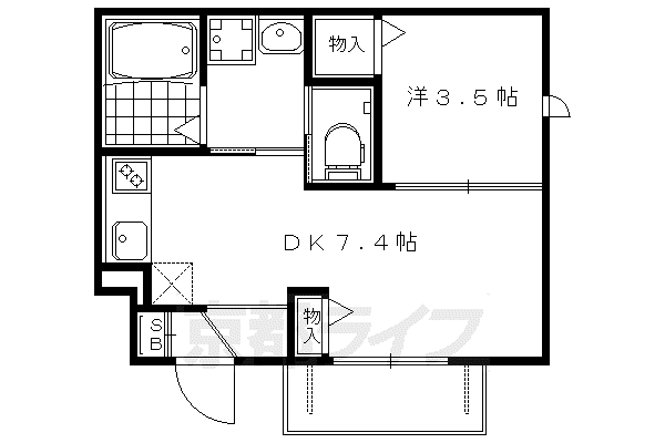 シャーメゾン桂離宮東(1DK/1階)の間取り写真