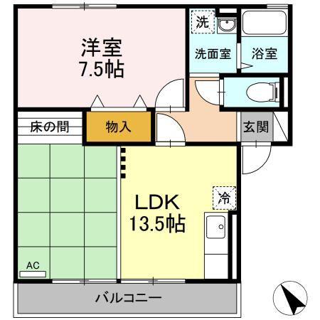 エスペランサ(1LDK/1階)の間取り写真