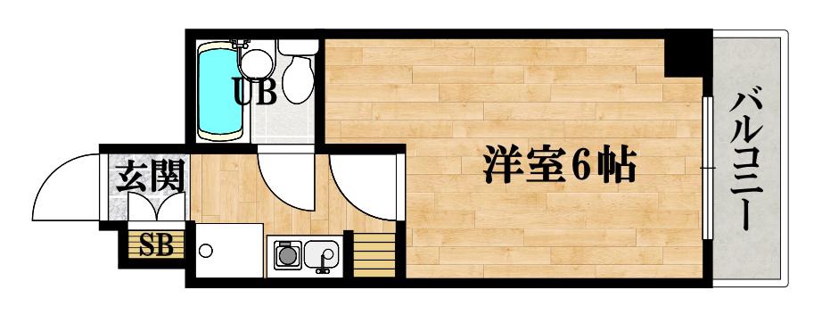 ライフコート清水谷(1K/4階)の間取り写真
