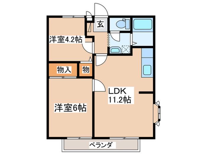 スリーウッドII(2LDK/2階)の間取り写真