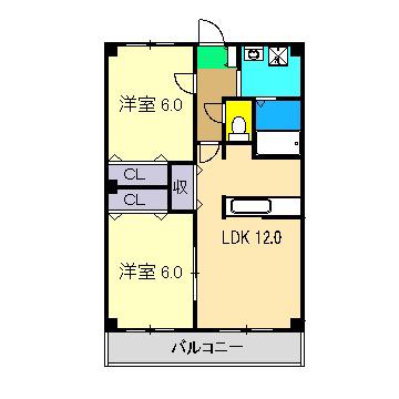 サンコート旭町(2LDK/2階)の間取り写真