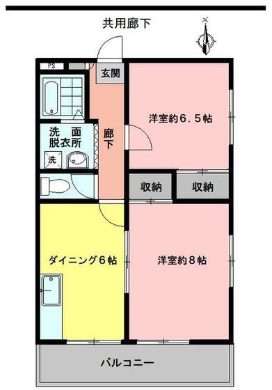 ミキハイツ(2DK/2階)の間取り写真