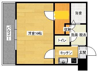 ロアール古市(1K/6階)の間取り写真