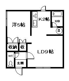 コーポ希望II(1LDK/2階)の間取り写真