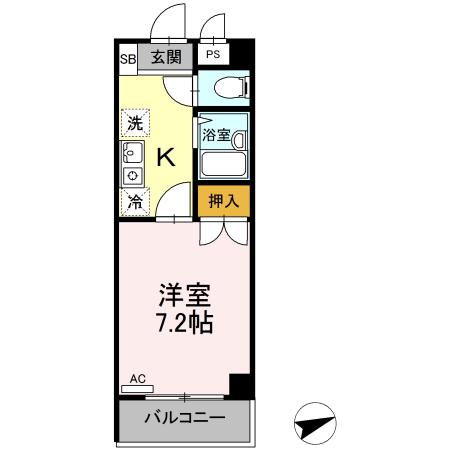 セジュール浦上(1K/4階)の間取り写真