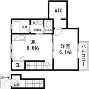 CHAMBRE NISHIKAMATA(1DK/2階)の間取り写真