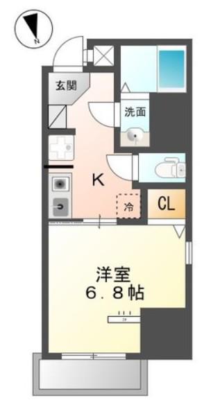 ラフィネ柏(1K/8階)の間取り写真