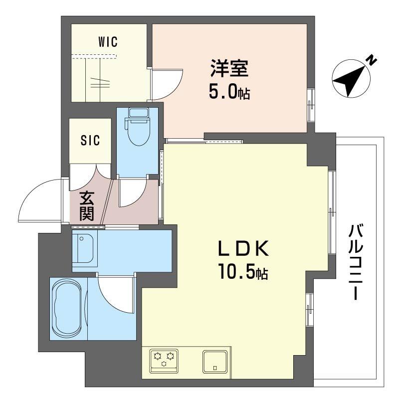 レジアヒル東中野(1LDK/3階)の間取り写真
