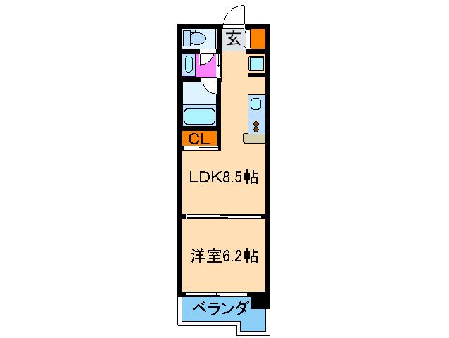 コンソラーレ土佐堀(1LDK/2階)の間取り写真