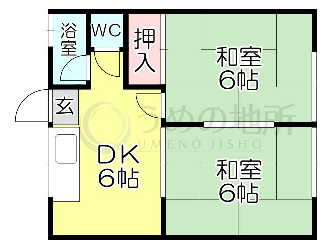 石井コーポ(2DK/2階)の間取り写真