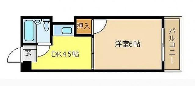 BAUHAUS祇園新道(1K/3階)の間取り写真
