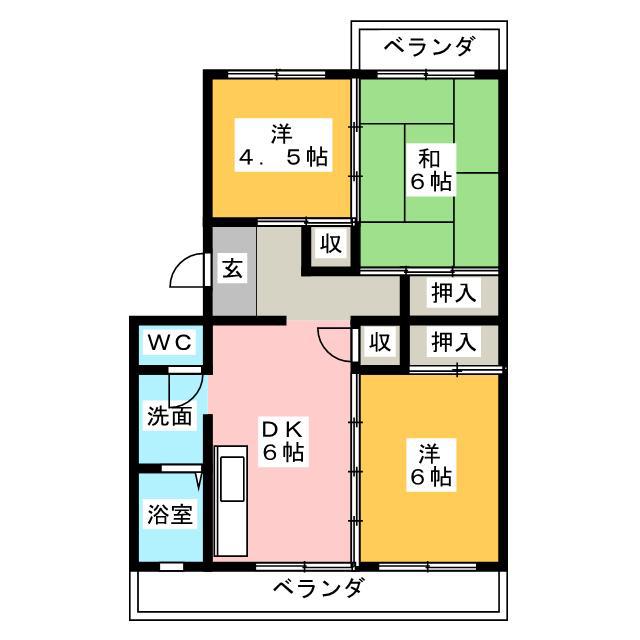 クリエートハイム笹原(3DK/2階)の間取り写真
