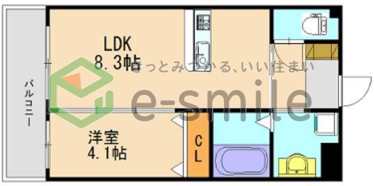 ハーヴェスト久留米(1LDK/3階)の間取り写真